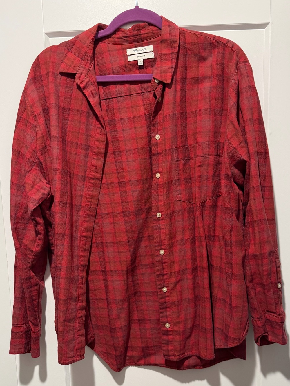 Madewell Red Plaid Casual Button-Down Shirt